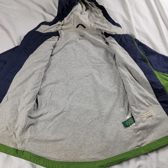 LL Bean Kids Medium Green Blue Jacket Full Zip Hoodie Outdoors Casual School - Picture 4 of 13